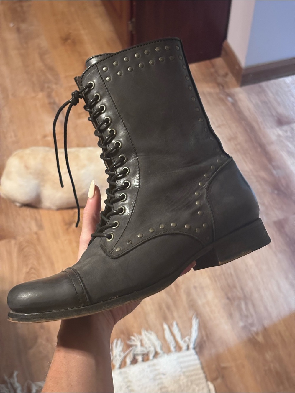Diesel Black Leather Studded Combat Moto Boots EU 39 US 8.5 - Picture 8 of 15
